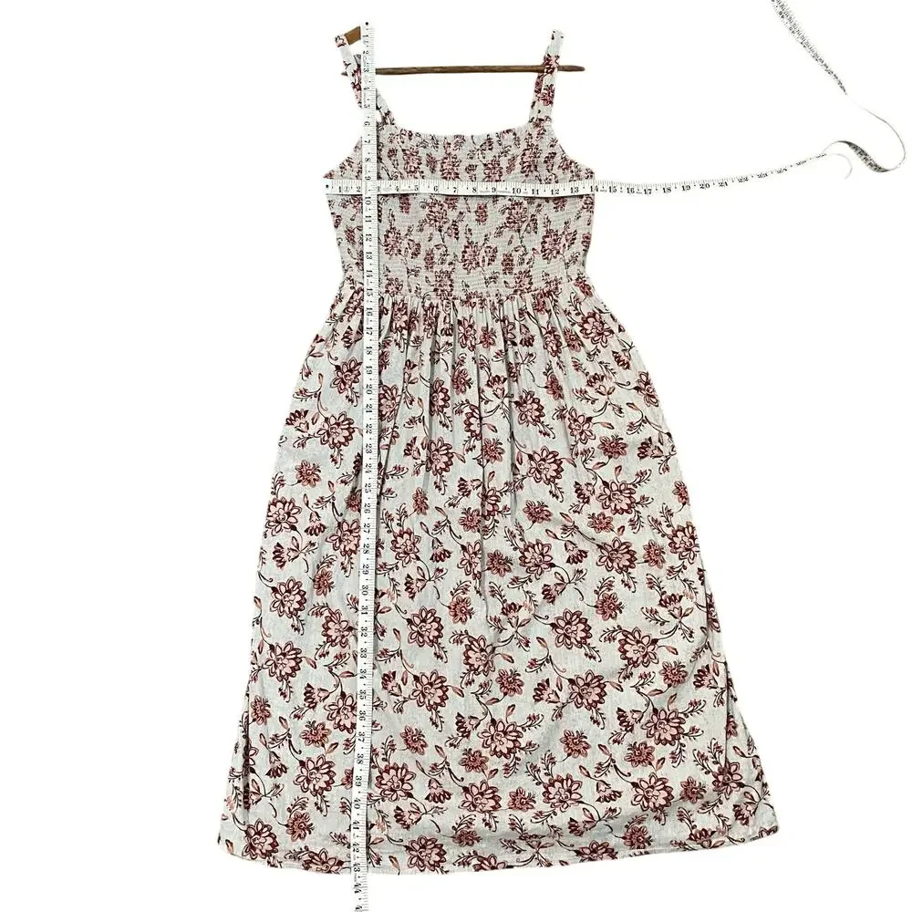 Old Navy Smocked Floral Midi Dress Womens S Pink Gray Adjustable Straps - Picture 7 of 8
